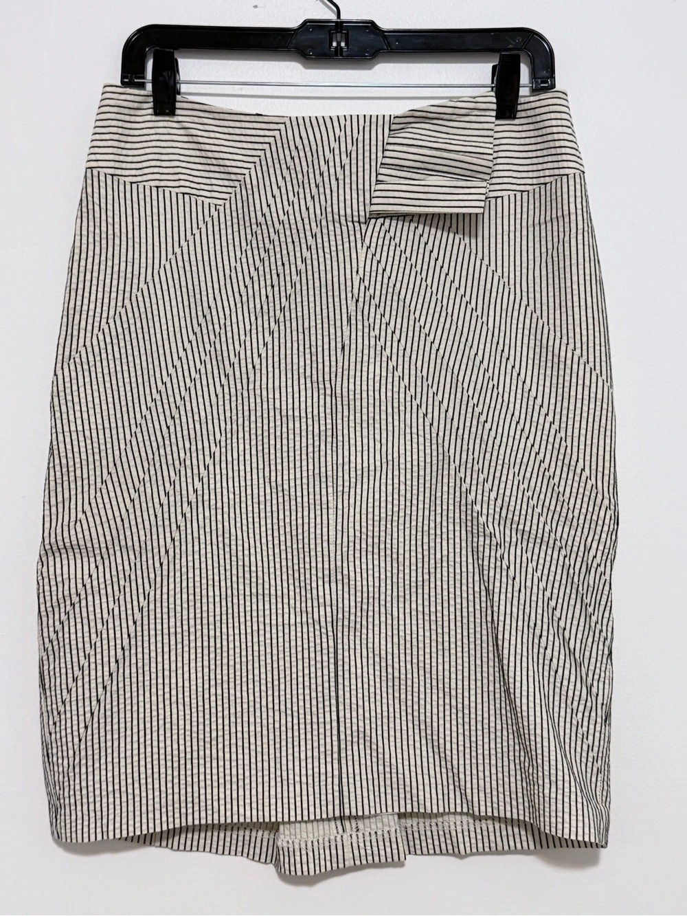 Eva Franco Black and Off-White Pinstripe Pencil Skirt